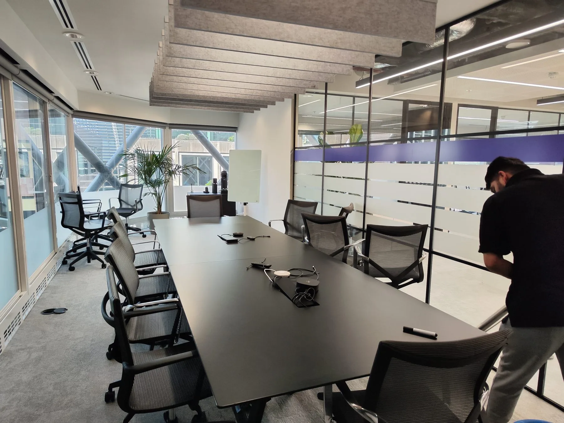 Meeting room carpet being cleaned in a central London office